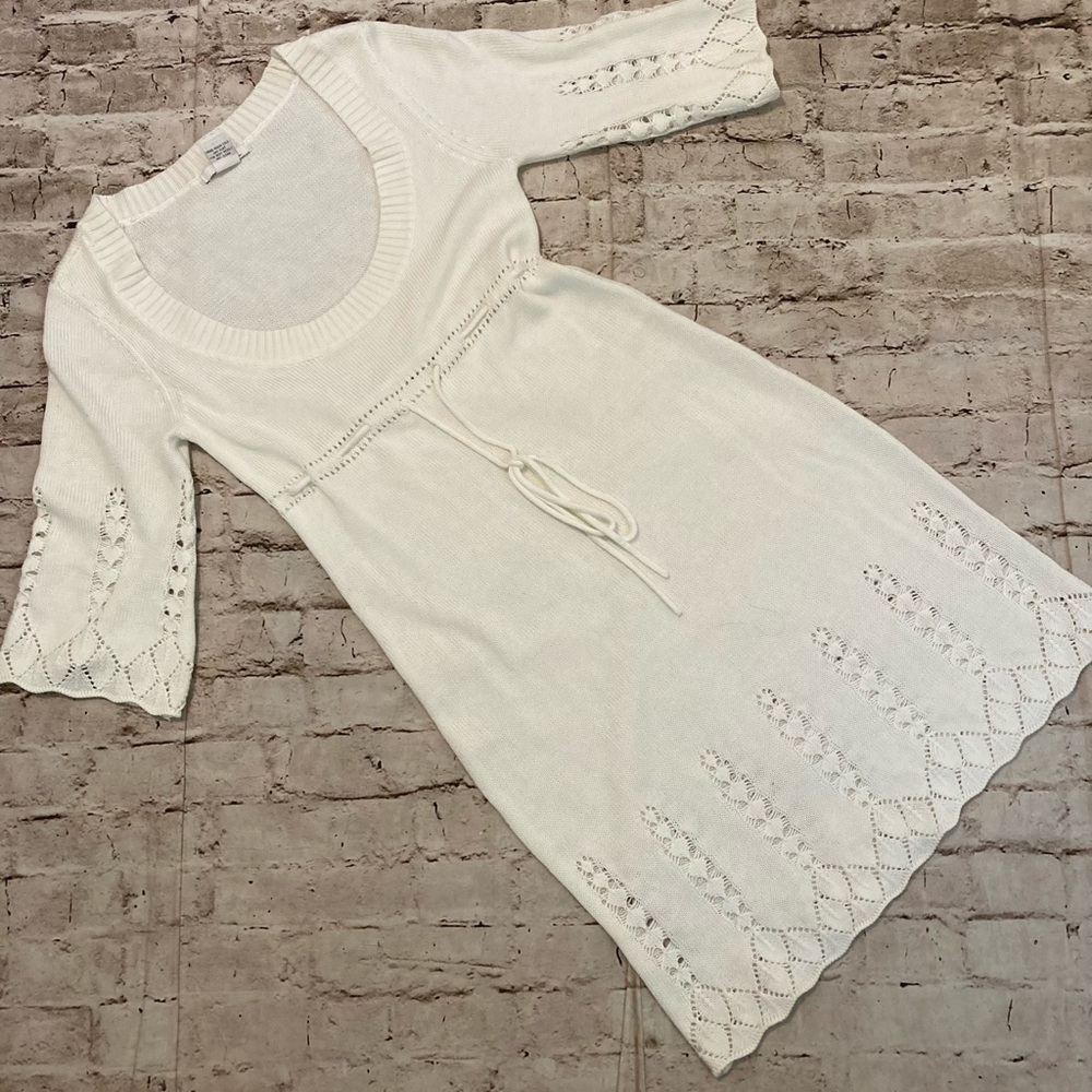 NWOT, Yank knit off-white detailed dress 3/4 sleeves M